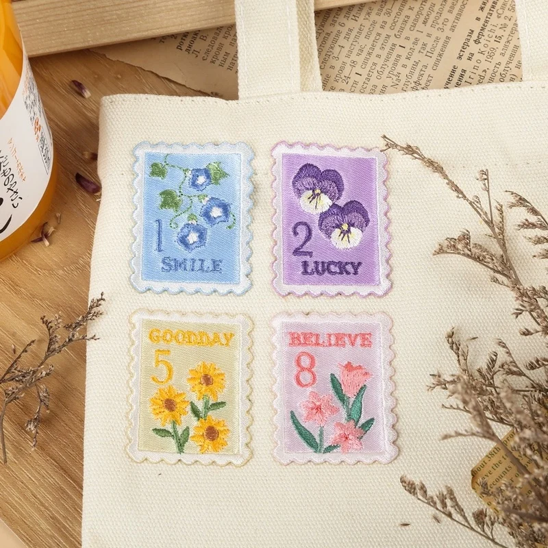 AHYONNIEX Nice Stamp Embroidery Applique for Girls Letters Bag Iron On Patches Small Glue Sticker for Clothes Designer