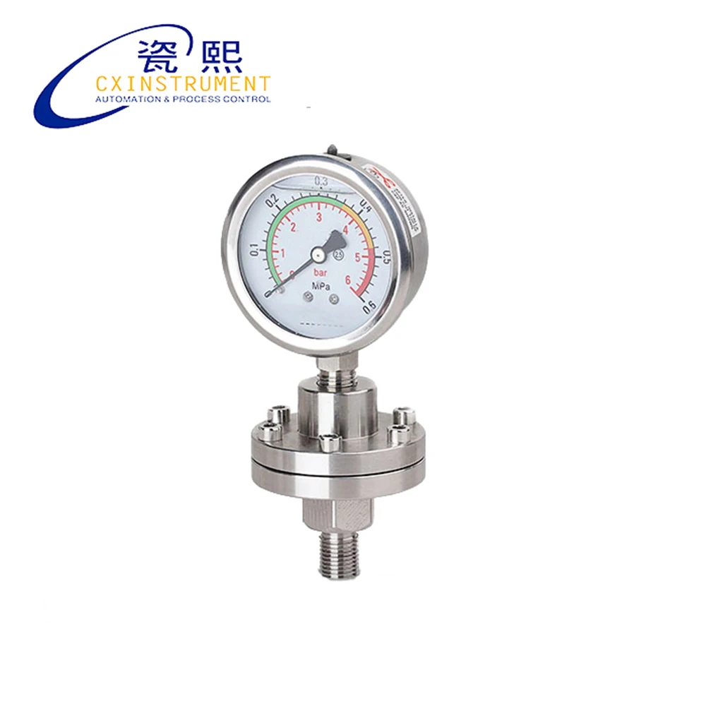 The CX-PG-TP 0~40 Mpa 60mm Radial Install Anti-vibration Stainless steel Diaphragm Pressure Gauge