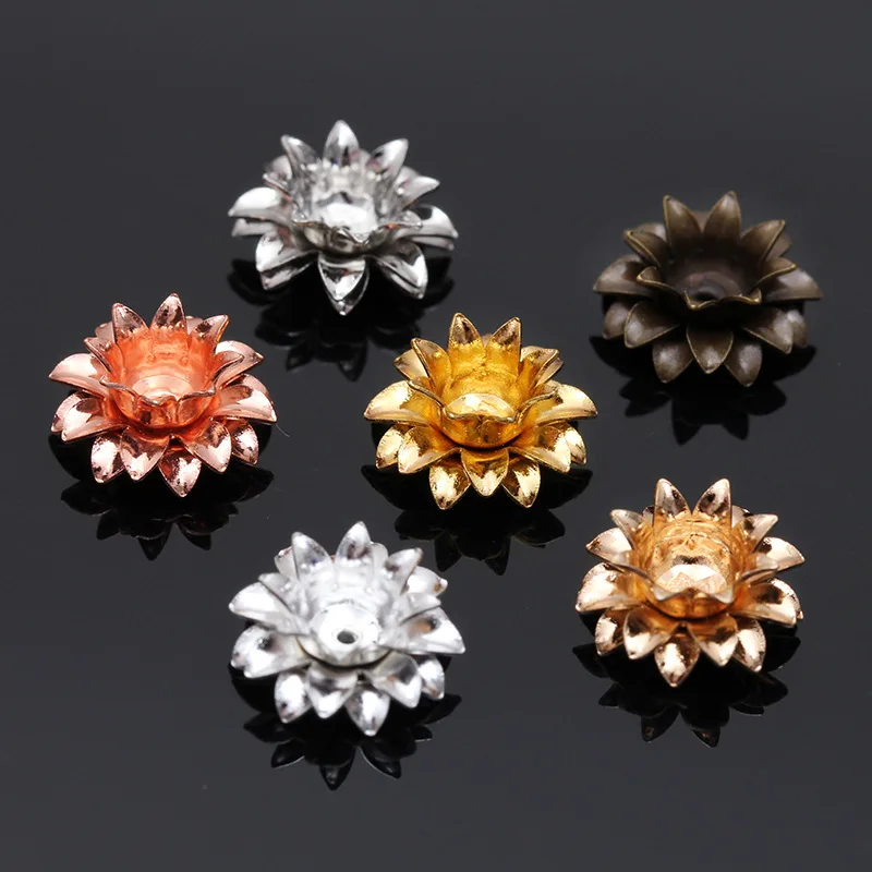 20pcs/lot Copper Flower Bead Caps A Variety of Styles Flower Filigree Caps For DIY Hair Jewelry Making Findings Wholesale