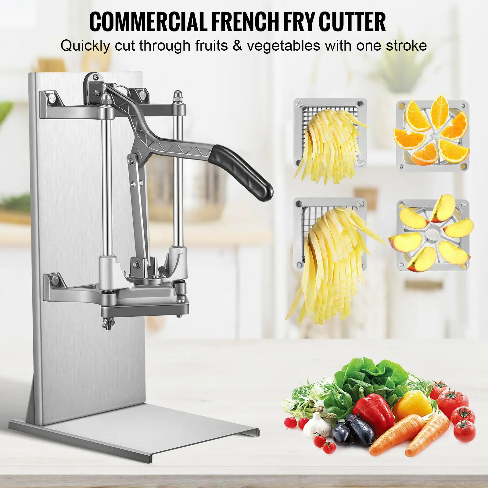 VEVOR 3ใบมีดมันฝรั่งเครื่องตัดผัก Chopper ผลไม้เครื่องตัดสแตนเลสได้อย่างรวดเร็วได้อย่างง่ายดาย Manual ฟังก์ชั่นเชิงพาณิชย์