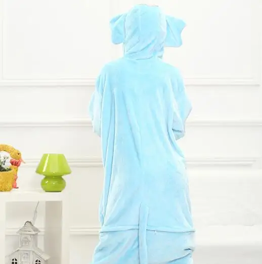 HKSNG zwierząt szary niebieski słoń Onesie Kigurumi piżamy flanelowe rodzina Cartoon impreza z okazji Halloween Cosplay kostiumy kombinezony