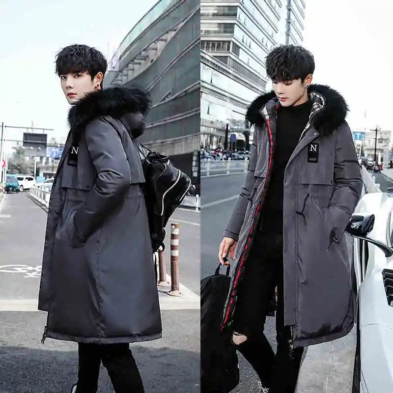 Fashion Winter Jacket Men Hooded Thicken Warm Parka Long Coat Casual Loose Mens Overcoat Cotton Padded Jacket Plus Size M-5XL