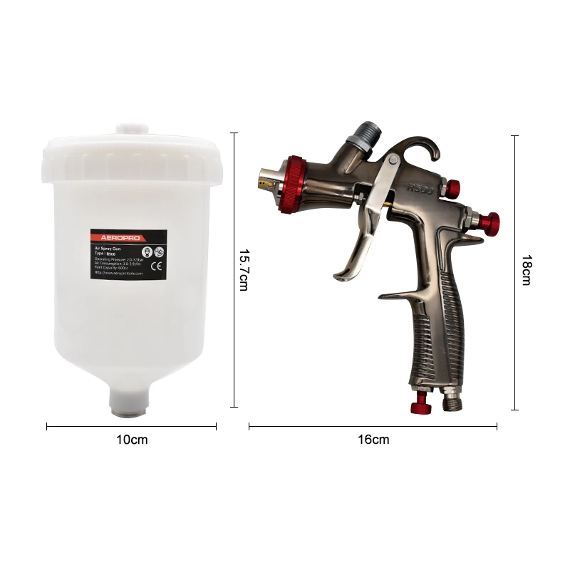 LVLP Spray Gun R500 car gravity Feed Paint Gun 1.3/1.5/1.7/2.0mm nozzle Sprayer air paint tools for home spray gun for cars