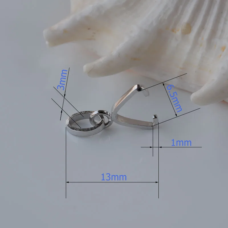 13mm solid 925 sterling silver bail pendant connector, pinch bail with ice-pick for necklace & pendant silver jewelry, 1 piece
