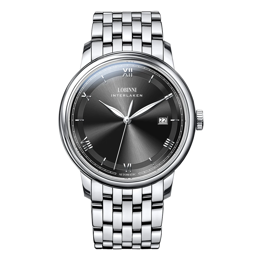 LOBINNI 316L Stainless Steel Automatic Mechanical Watches Men Ultra Thin White Dial Luxury Seagull Movement Waterproof Watches