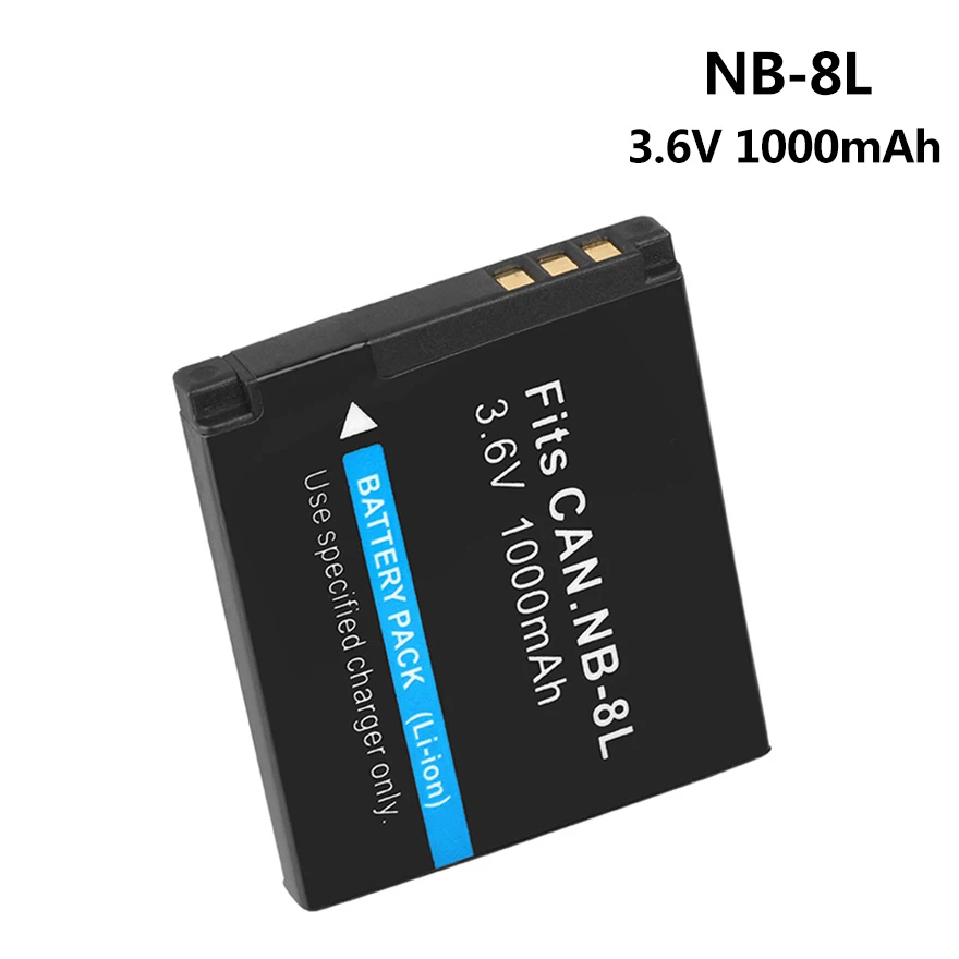 3.6V 1000mah Lithium Battery NB-8L for Canon Powershot A2200 A3000 A3100 A3200 NB8L NB 8L Rechargeable Digital Camera Battery