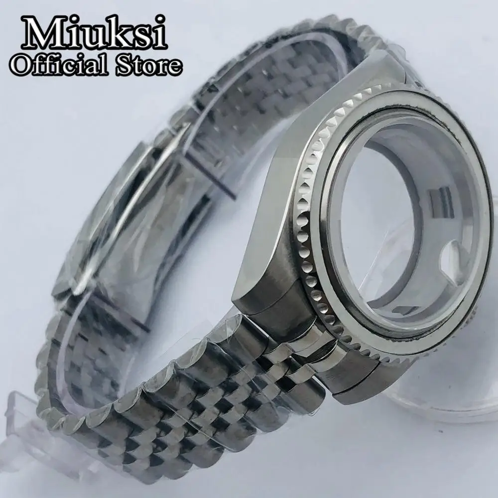 Miuksi 40mm sapphire glass silver watch case fit NH35 NH36 NH34 ETA2824 2836 Miyota8205 8215 Mingzhu DG2813 3804 PT5000 movement