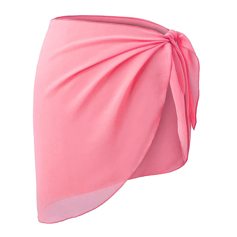 Women Swimwear Chiffon Pareo Beach Cover Up Soft Sarong Swimsuit Wrap Skirts Sexy Mini Bikini Sheer Scarf Bathing Suit Bottom