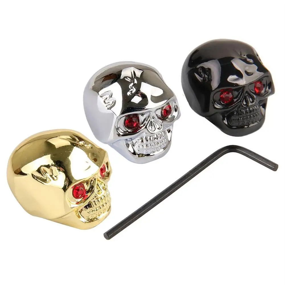 

3pcs/set Electric Guitar Bass Shining Metal Skull Head Control Knobs Speed Volume Tone Control Knobs Buttons Guitar Accessories