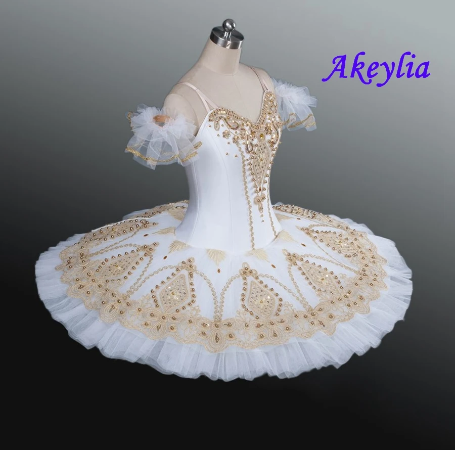 White Gold Fairy Doll Pancake Platter Performance paquita tutus Professional Tutu Women Classical Ballet Stage Costume Kids