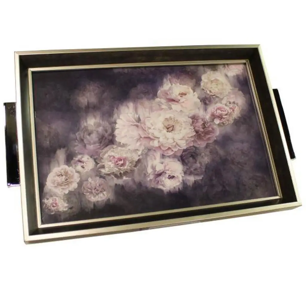 

DOLBOVI Modern Wooden tray Flower Patterned 49 cm tray поднос plateau de service