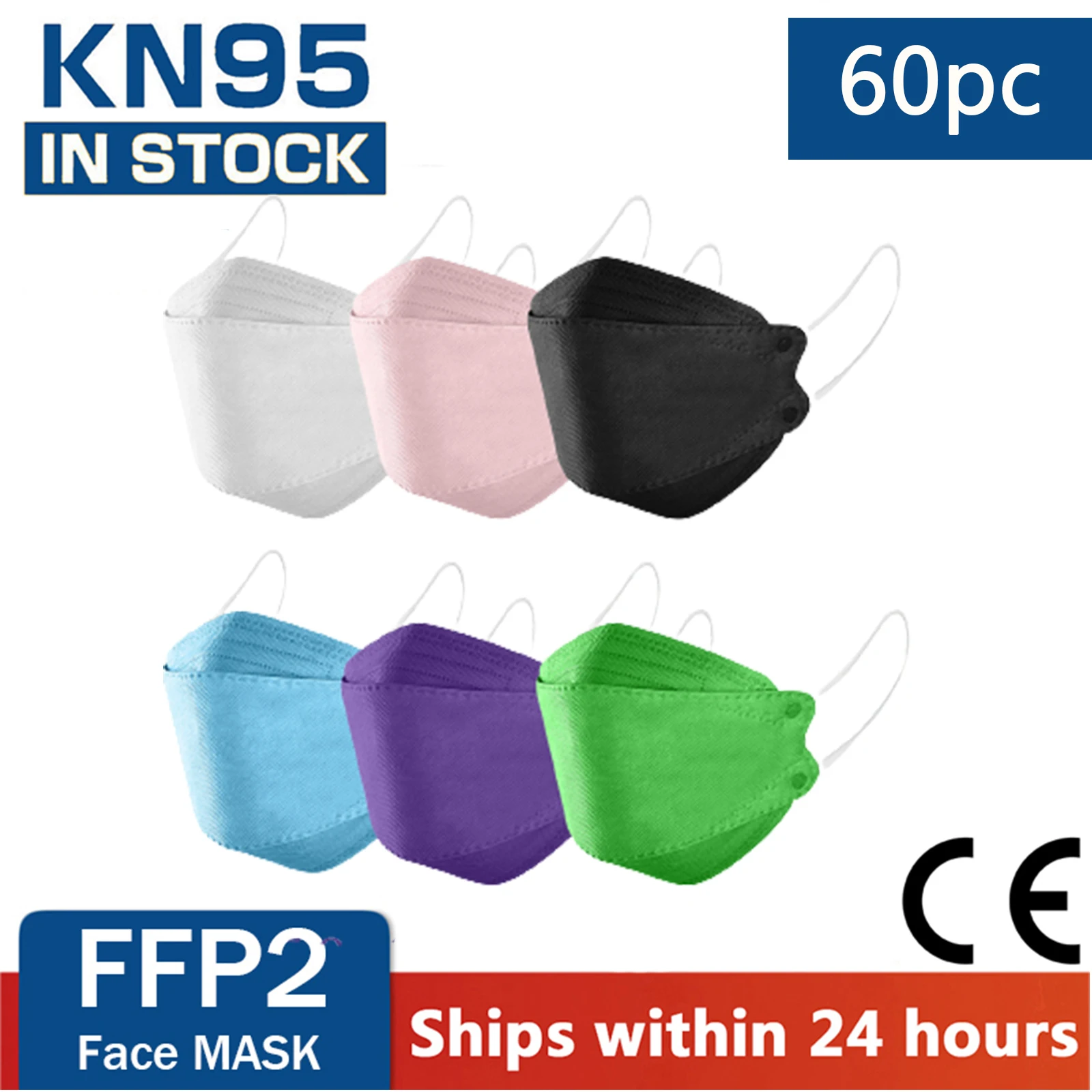 20/40/60PC KN95 Face Mask Adult mascarillas Mask Fish Non Woven 4-Ply ffp2mask Mixed Style 3D Mask mascherine ffp2 Masks