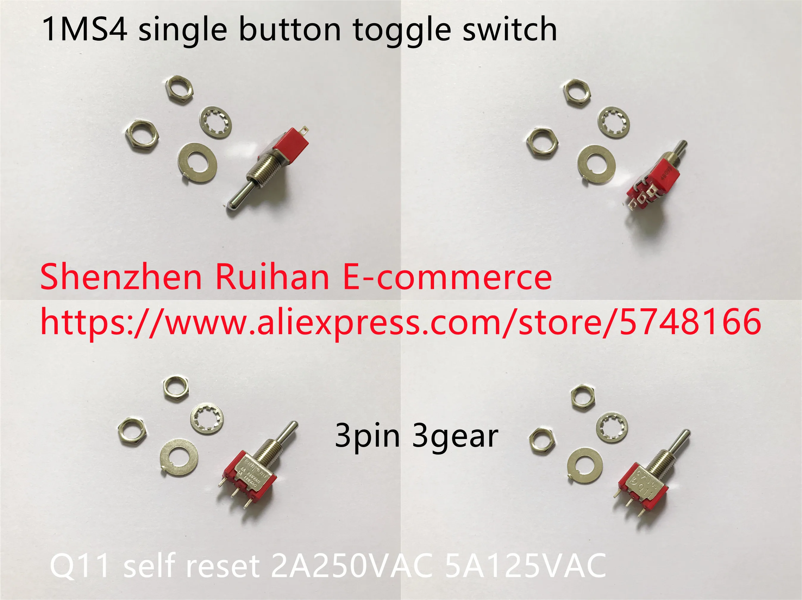Original new 100% 1MS4 single button toggle switch Q11 3pin 3gear self reset 2A250VAC 5A125VAC