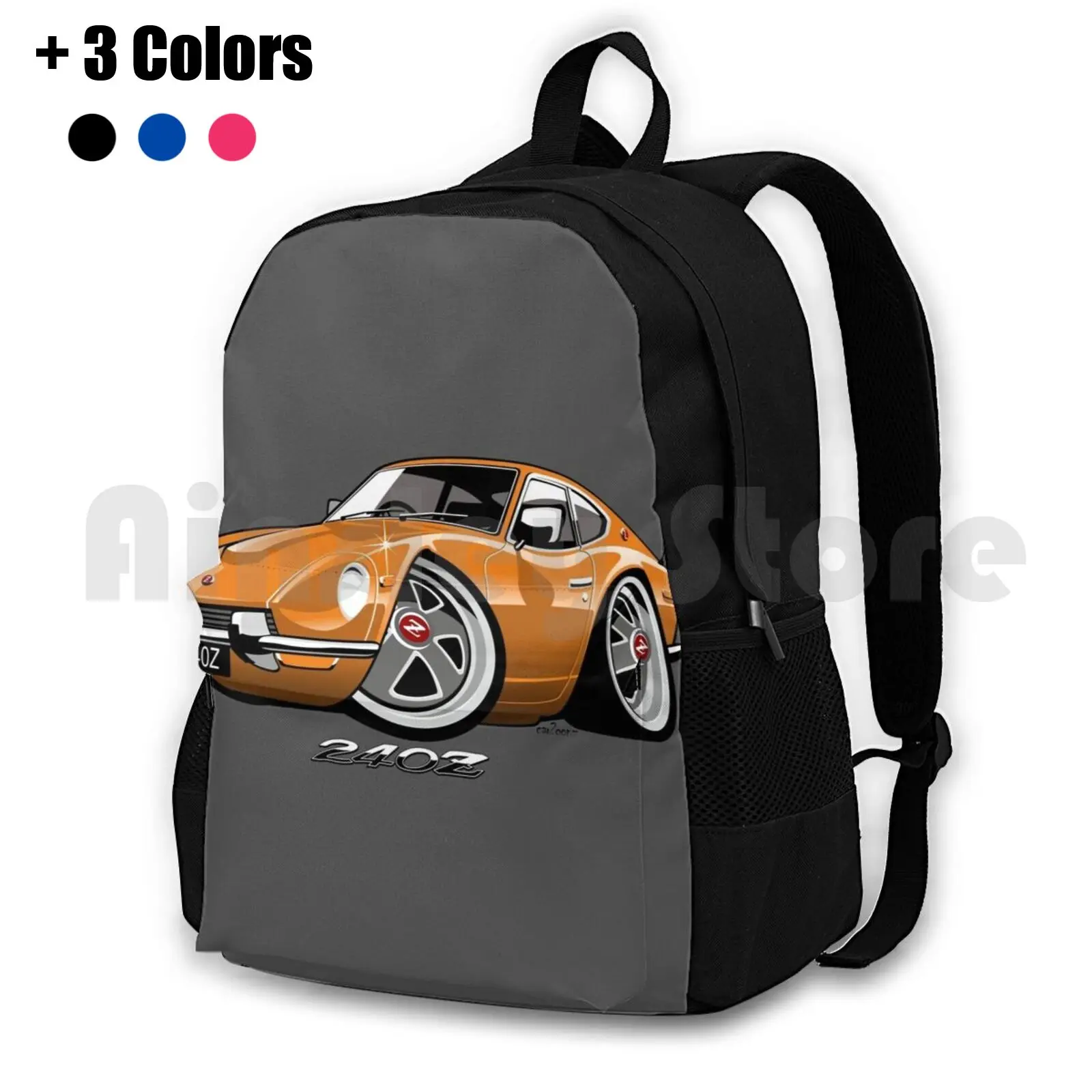 Datsun 240z Caricature Orange Outdoor Hiking Backpack Waterproof Camping Travel Datsun Nissan Fairlady 240z 240 Z 260z 260 Z