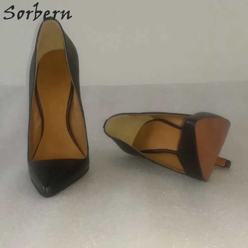 Sorbern 16Cm stiletti vera pelle donna pompa punta a punta nero opaco Ol scarpa donna taglia 39 Fetish tacchi alti colori personalizzati