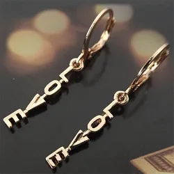 Gold color Letter Love Drop Earrings Newest Fashion Earrings For Women European Design Drop Earrings Gift For Friend