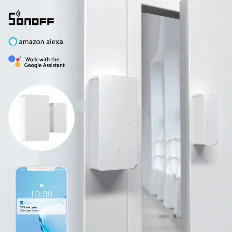 SONOFF DW2 WiFi Door Sensor Window Human Detector Home Security Lock Alarm Via eWeLink Control With Alexa Google Home