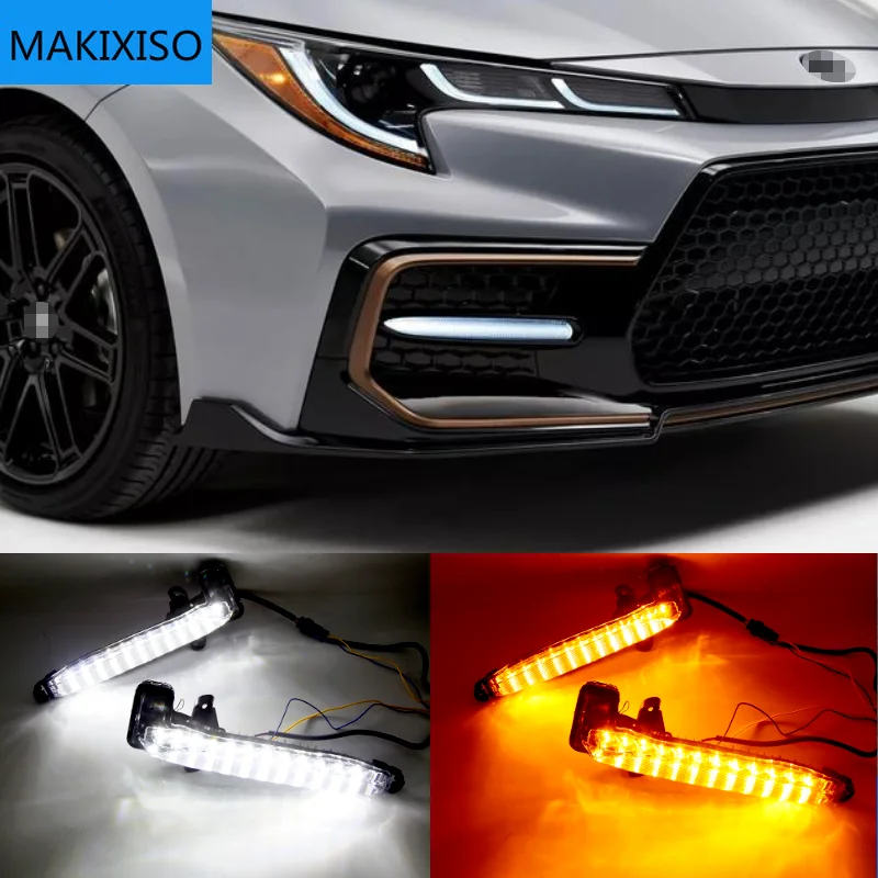 

1Pair Dynamic Yellow Turn Signal Car DRL Lamp LED Daytime Running Light Fog lamp For Toyota Corolla SE/XSE US 2020 2021