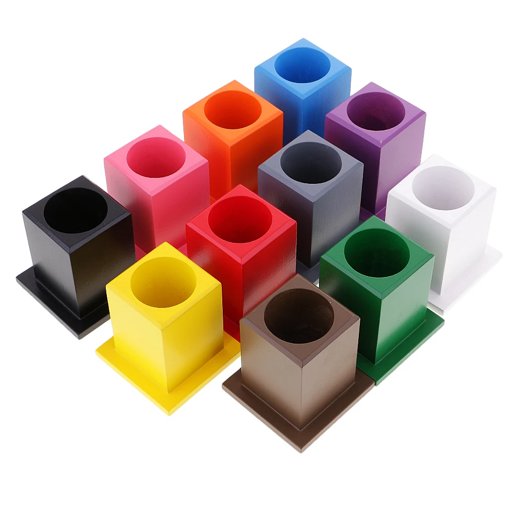 Montessori Material Toy 11 Colored Pencil Holders Kids Color Shape Learning