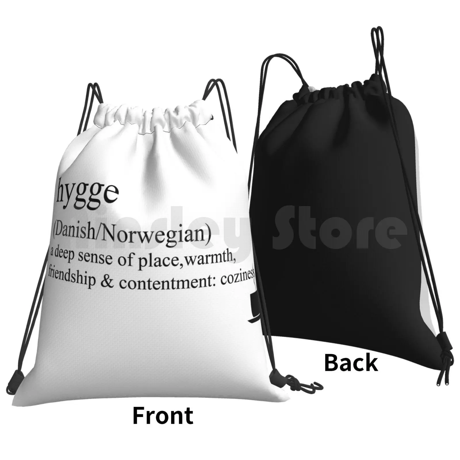 Hygge-Danish / Norwegian , Statement Tees & Accessories Backpack Drawstring Bags Gym Bag Waterproof Untranslatable Words