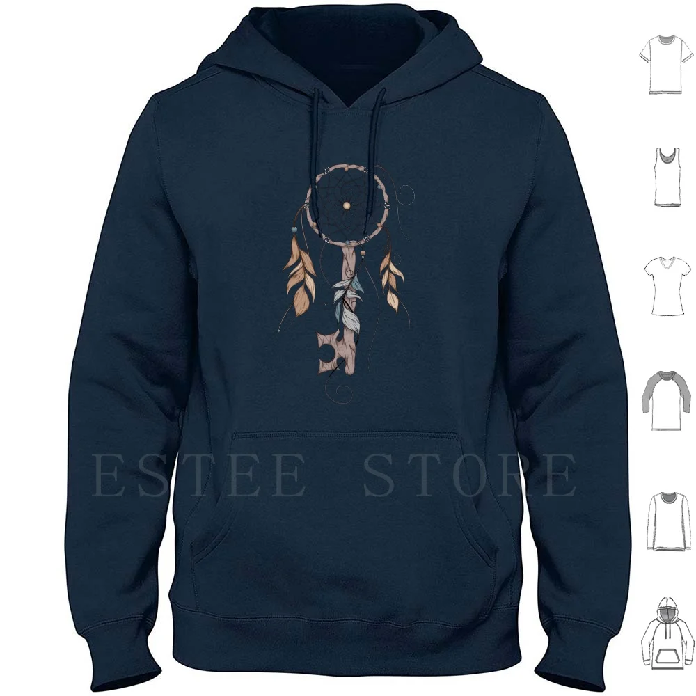 Key To Dreams Hoodies Long Sleeve Loujah Doodle Boho Bohochic Bohostyle Bohemian Gypsy Hippy Indie Dreamcatcher Dream