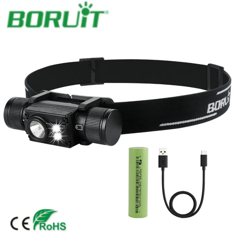 

BORUiT Powerful LED Headlamp 7 Light Mode Highlight 18650 Type-C Rechargeable Head Torch Waterproof Fishing Hunting Camping Lamp