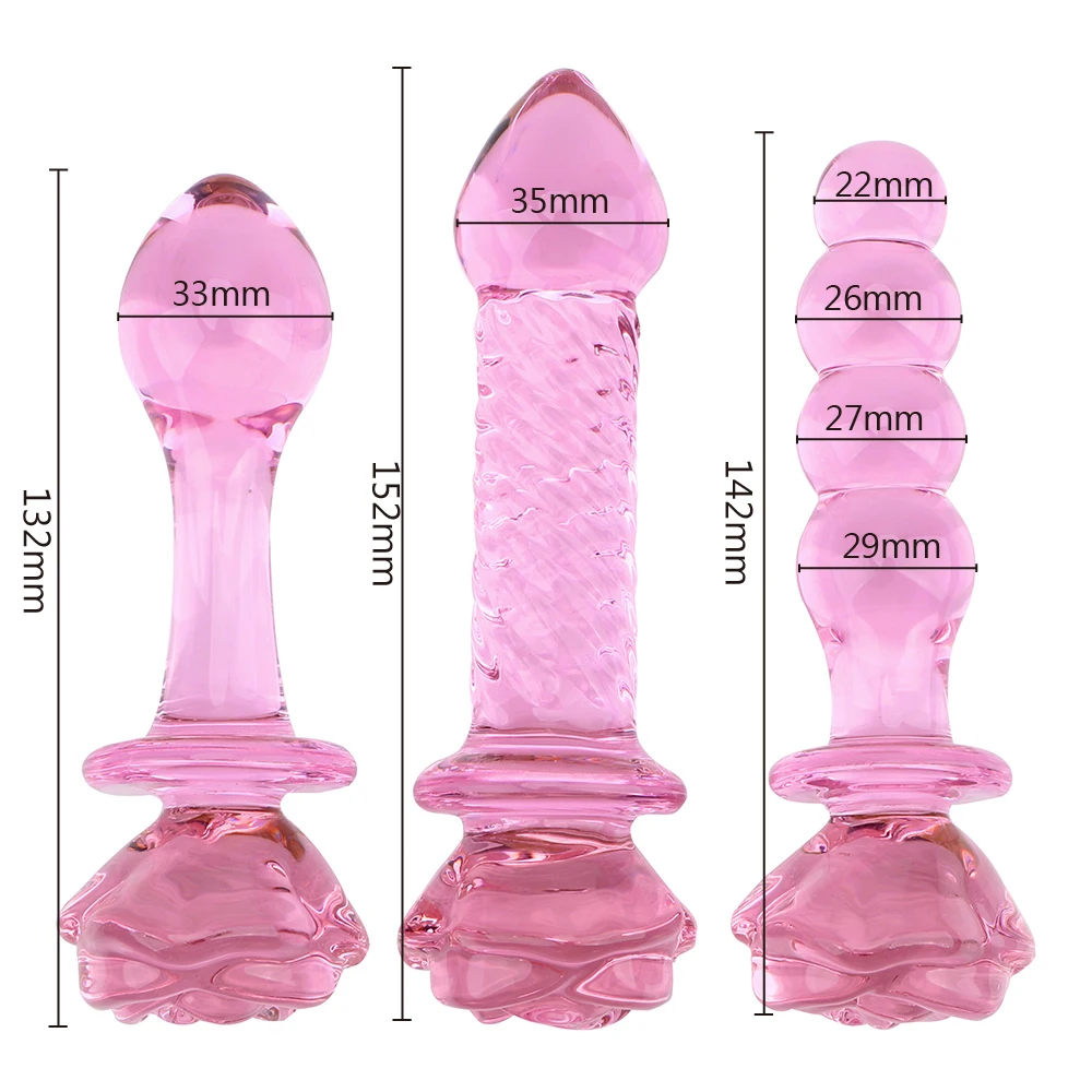 BLACKWOLF Crystal Glass Dildos Masturbator Realistic Dildo Penis Glass Beads Anal Butt Plug Sex toys for Woman Couples Vaginal