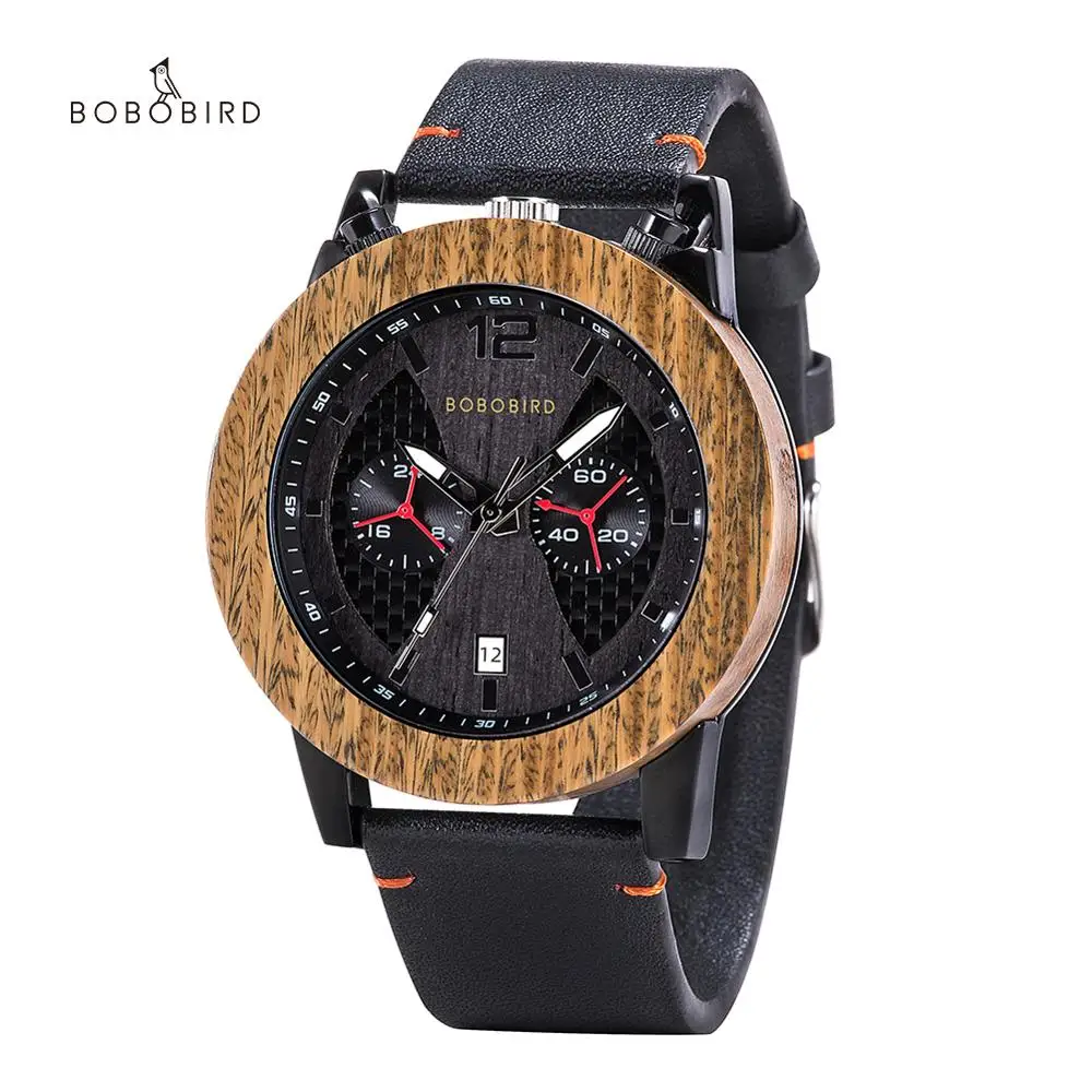 

BOBO BIRD Man's Wood Watch Men relogio masculino Quartz Timepieces Chronograph Show Date Military Wristwatches Dropshipping