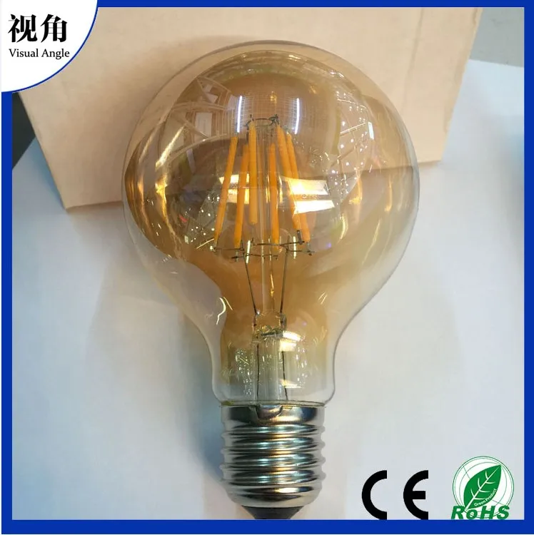 100pcs /lot Dimmable,Vintage LED Filament Bulb,Golden G80 110V-130V 6w E27 Base Led Spot Lamp G80 Lampada Led