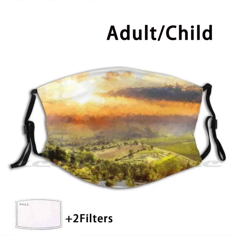 Chianti , Tuscany Mask Cloth Reusable Print Filter Washable Tuscany Hills Of Tuscany Chianti Chianti Region Chianti Hills