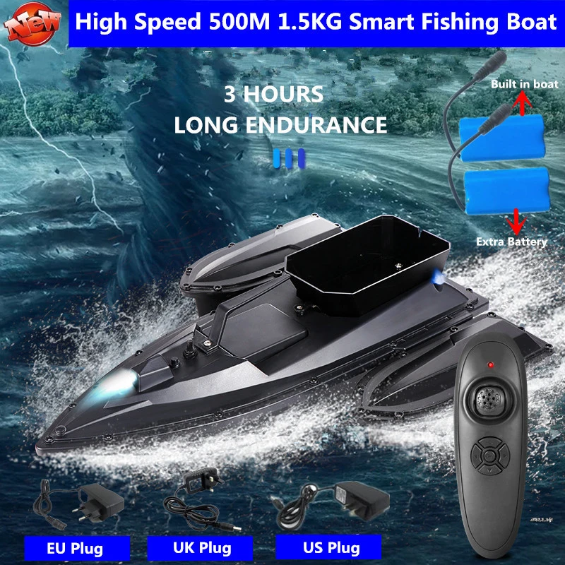 Upgrade Single Hand Remote Control Send Hook Intelligent Remote Control Bait Boat 500M 3Hours Fixed Speed Cruise RC Fishing Boat