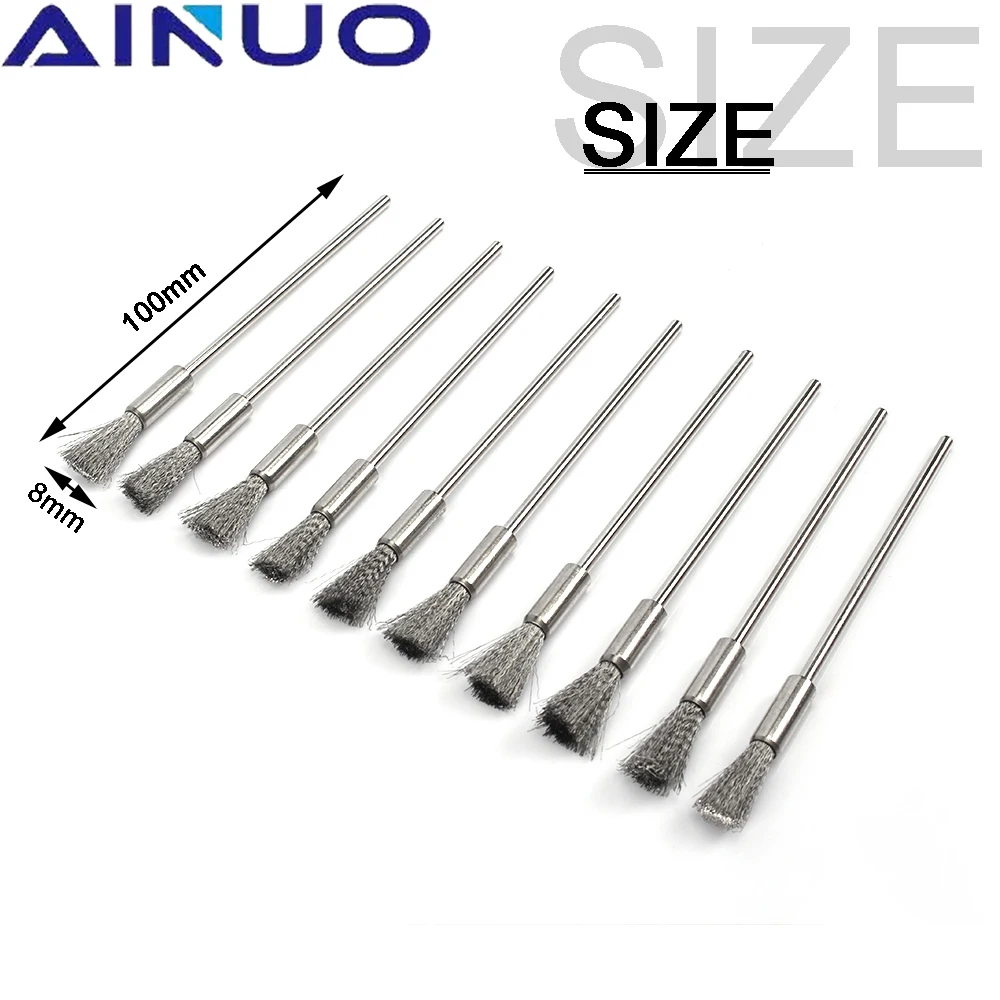 20Pcs 3x8mm Steel Wire Wheel Brushes Set Kit for Mini Drill Rotary Tools Polishing Brush Dremel Accessories