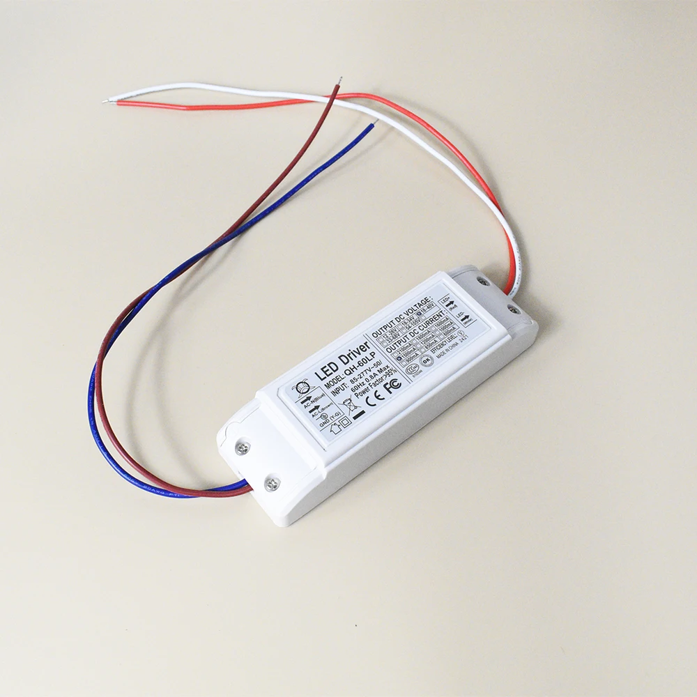 85-277V 50W High Power Driver Constant Current 1015 20AWG 30cm LED Transformer 18V-39V 36-65V 60-96V for Comercial Lighting