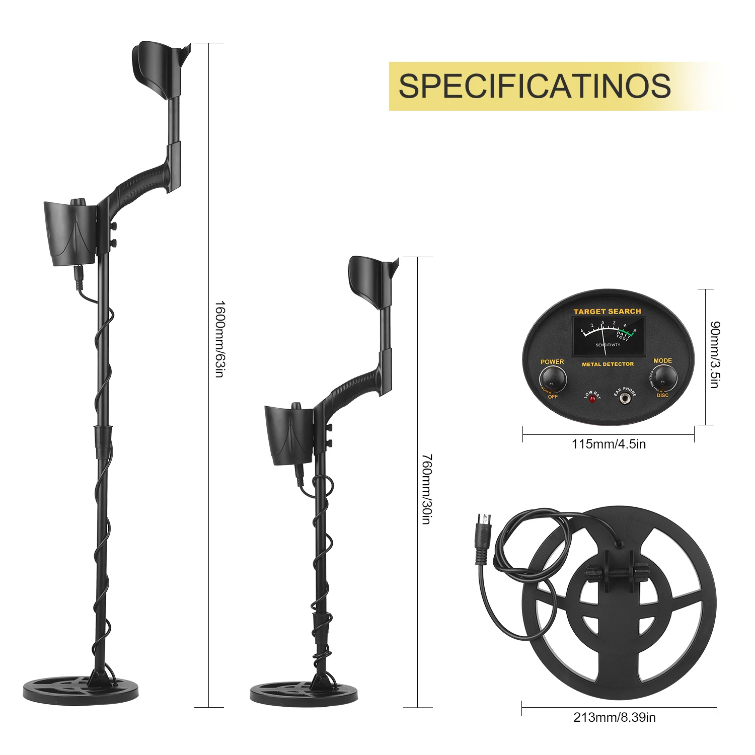 Metal Detector sotterraneo professionale GT6300 lunghezza regolabile rilevatore d'oro cercatore di tesori GT6300 per la ricerca del tesoro