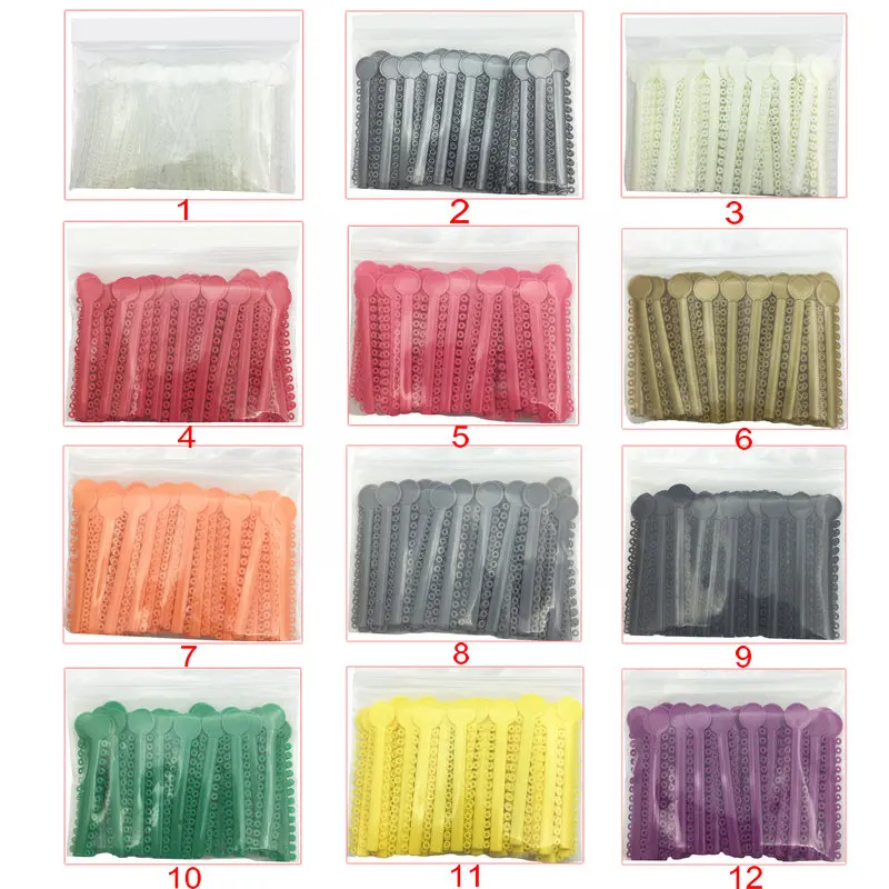 40 Teile/beutel Dental Elastische Ligatur Krawatten Kieferorthopädische Gummibänder für Klammern Hosenträger 40 Farben Optional – Detail 1