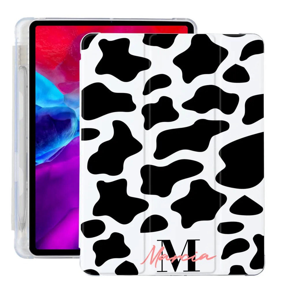 Custom Name Cow Texture For iPad Air 4 Case 2020 iPad 10.2 Case 7th 8th Generation iPad 9.7 5th 6th Cover 10.5 Air 1 2 Mini 5 4