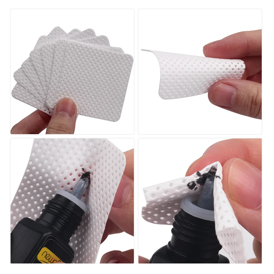 200pcs Lint Free Eyelash Glue Clean Pad Paper Cotton Wipes Eyelash Glue Remover Wipe Cleaner Cottons Makeup Tool