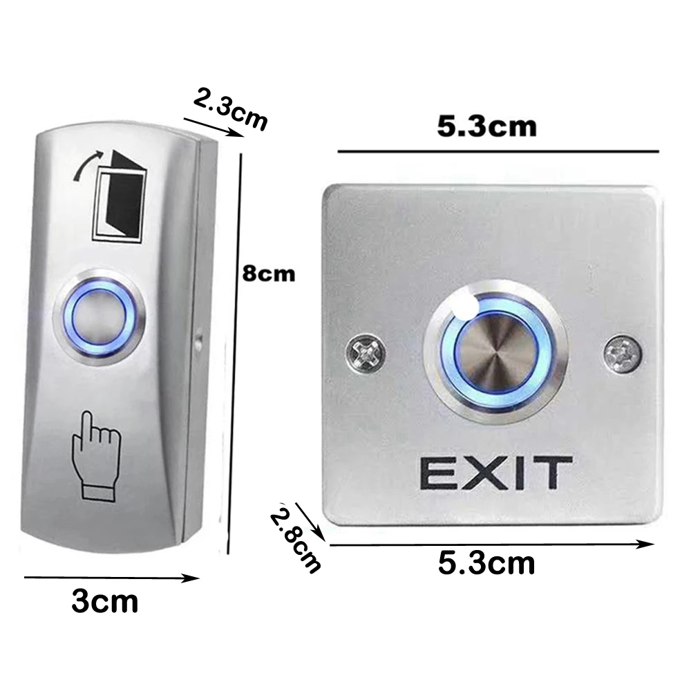 Backlight Zinc Alloy Gate Door Exit Button For Door Access Control System Door Push Exit Release Door Opener Button
