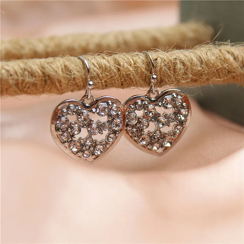 New style love form crystal contracted atmosphere fashionable schoolgirl small eardrop