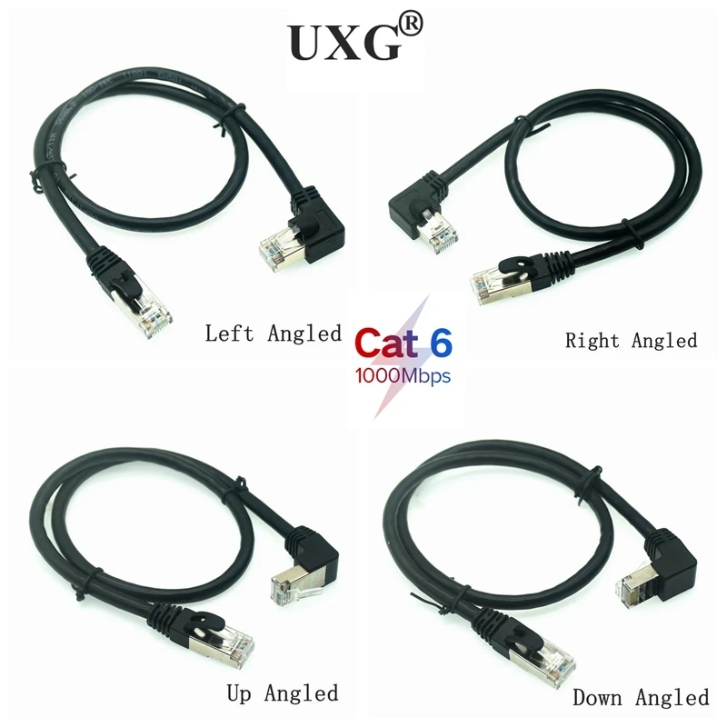 10m 5m 3m Cat6 Ethernet Cable RJ45 Right Angle UTP Network Cable Patch Cord 90 Degree Cat6a Lan Cables For Laptop Router TV BOX