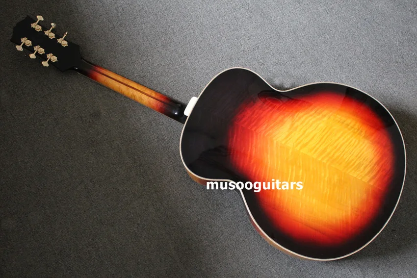 New Brand AAA Hand Carved Super 400 Archtop Jazz Guitar In Sunburst With Hard Case