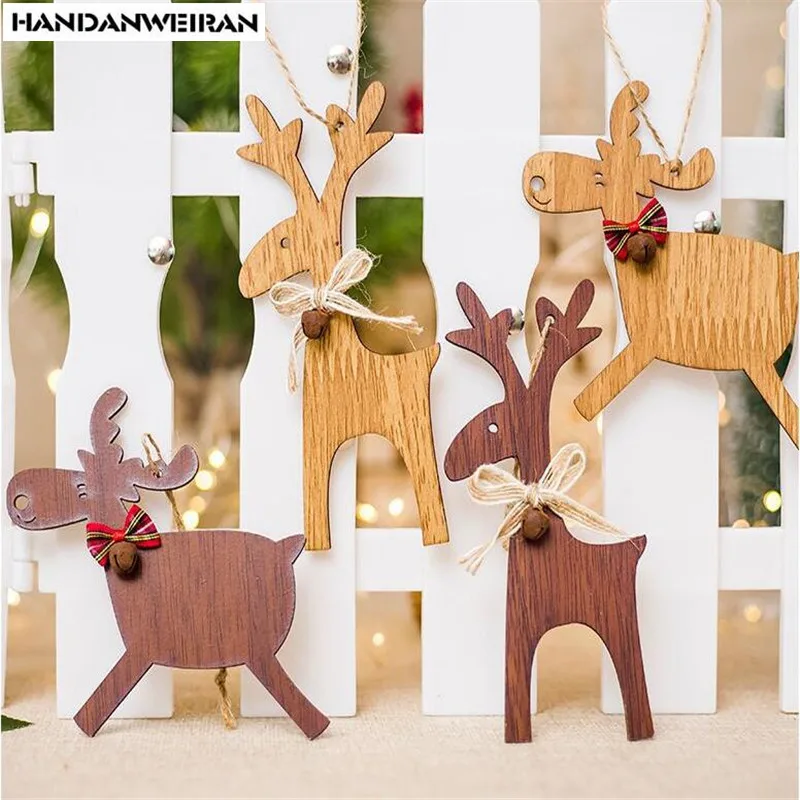 

1PCS Christmas Decoration Wooden Crafts Explosion Models Christmas Bows Elk Bells Pendants Product Listing 15*8CM