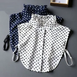 Dot Print Fake Collar Women Detachable Collars Black Vintage Stand Ladies Lapel Tie False Collars Woman Half Shirt Neckwear