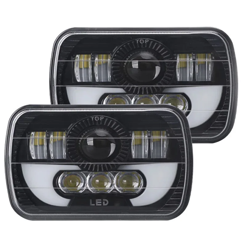 5x7 4x6 Square 7Inch LED Headlight 6500K Led Headlamp Hi/Low Turn Signal for 4x4 Suzuki Samurai Jeep Wrangler Off Road