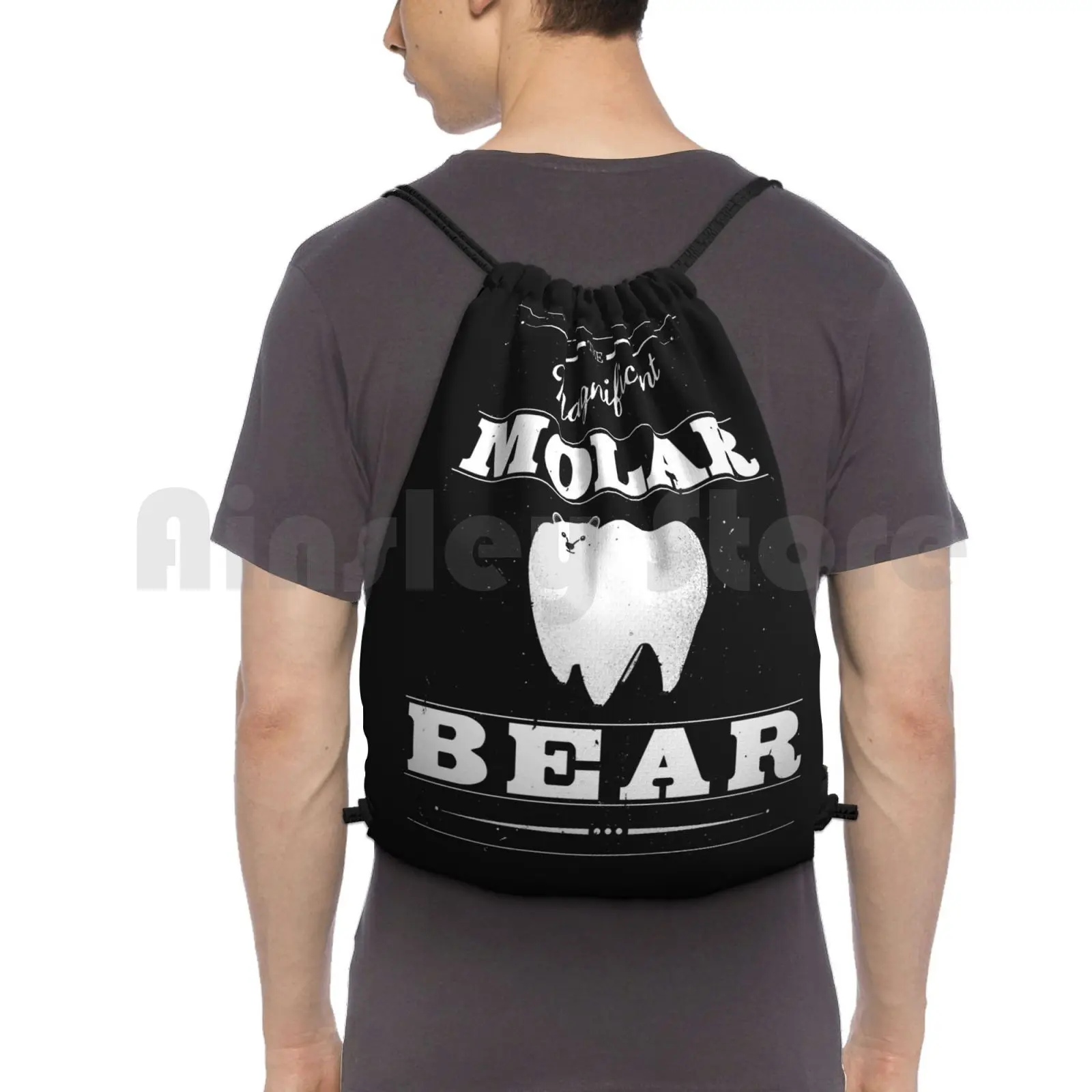 

Molar Bear-Gentlemen'S Edition Backpack Drawstring Bags Gym Bag Waterproof Molar Bear Polar Bear Cute Tooth Teeth Dentist