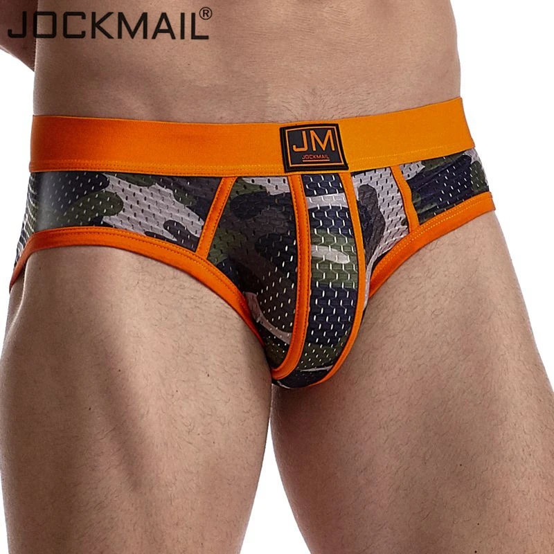 JOCKMAIL Breathable Green camouflage mesh Silk Men Underwear Men Briefs Mens Slip Cueca Gay Male Panties Underpants Briefs Nylon