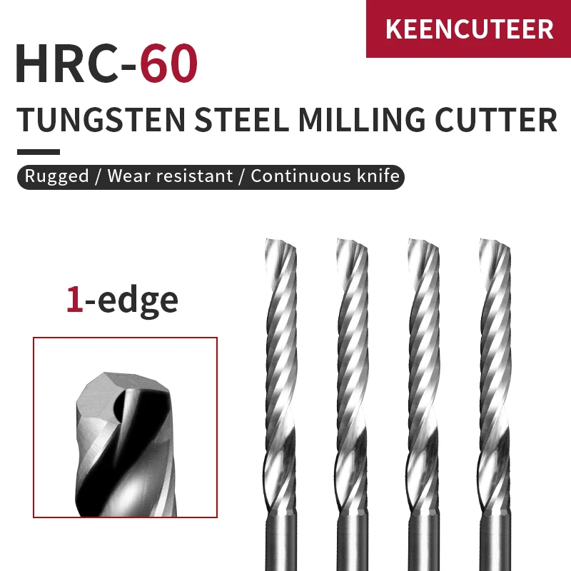 

1/5/10pcs Single Flute Spiral Milling Cutter Tungsten steel Carbide End Mill Straight Shank End Mill CNC Router Bit