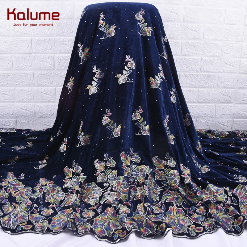 Kalume Latest Velvet African Lace Fabric High Quality French Lace Soft Nigerian Lace Fabric With Sequins For Wedding Party 2012