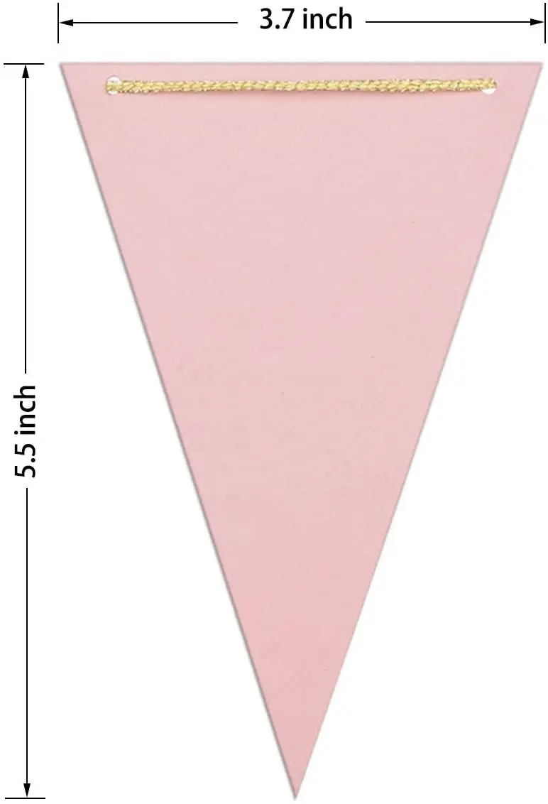 10Ft Pink White Gold Paper Triangle Garland Flag Bunting Pennant Banner for Wedding Bridal Shower Birthday Party Home Decoration