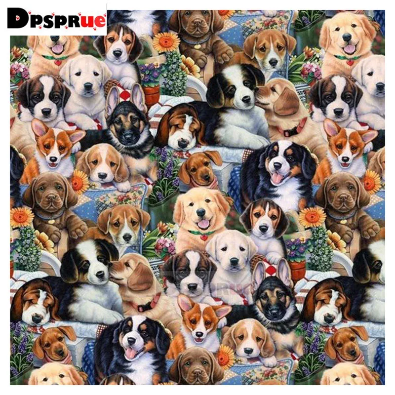 

Dpsprue Full 5d Diy Diamond Painting Cross Stitch Animal dog Diamond Embroidery Kit Mosaic Home Artworks Decor Gift P07